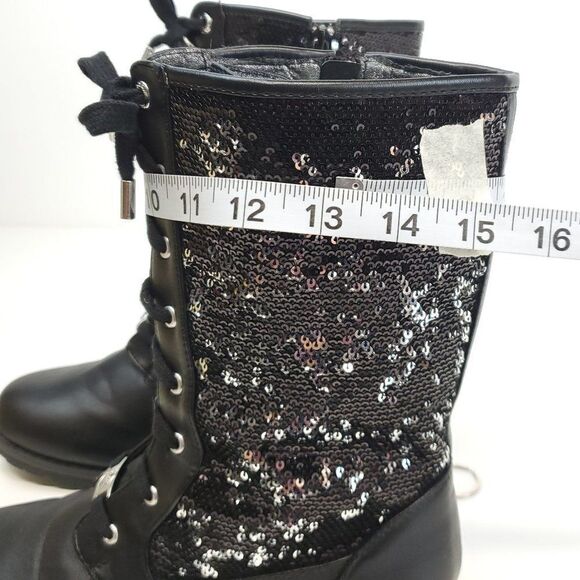 Women’s Michael Kors MARCELLA Black Lace Up Sequin Mid Calf Boots US 5 - Picture 10 of 13